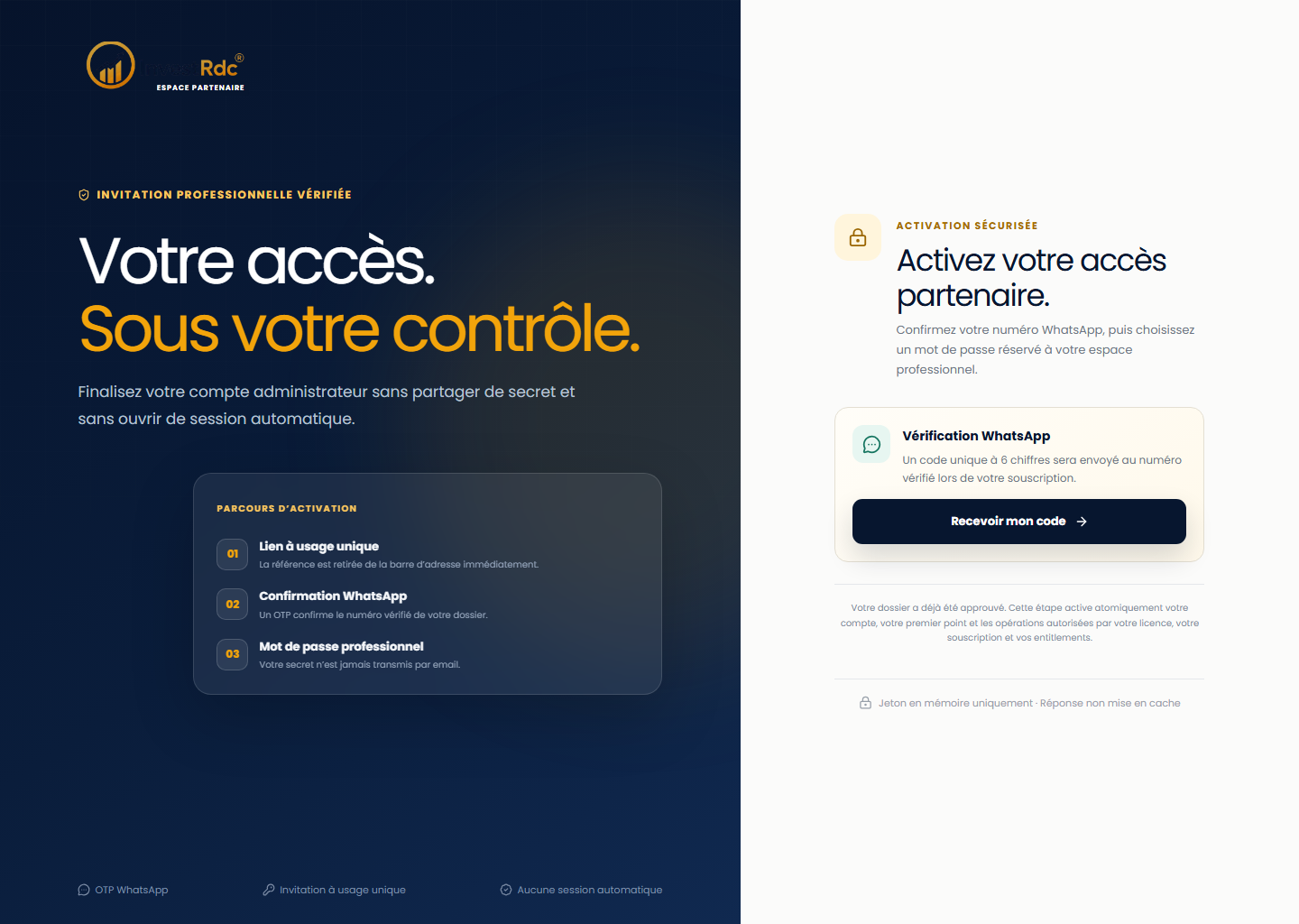 Invitation partenaire dans le back-office Partenaire Investissons RDC