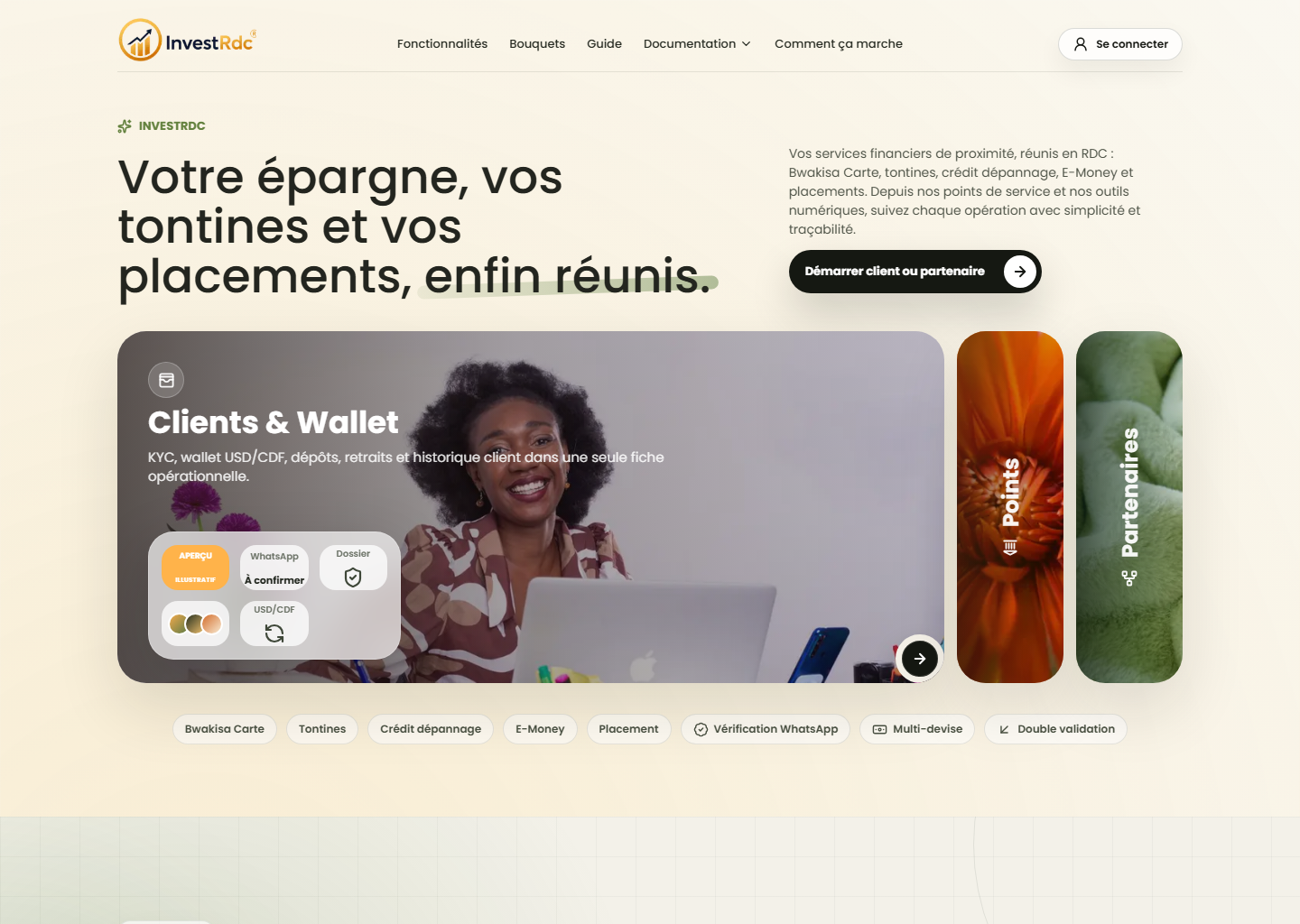 Accueil public sur le portail Web