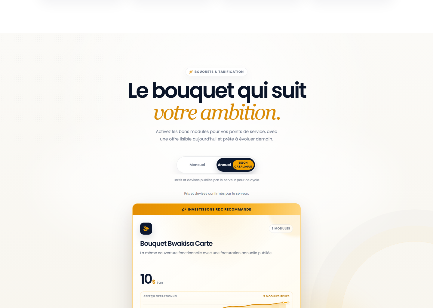 Catalogue au cycle annuel sur le portail Web