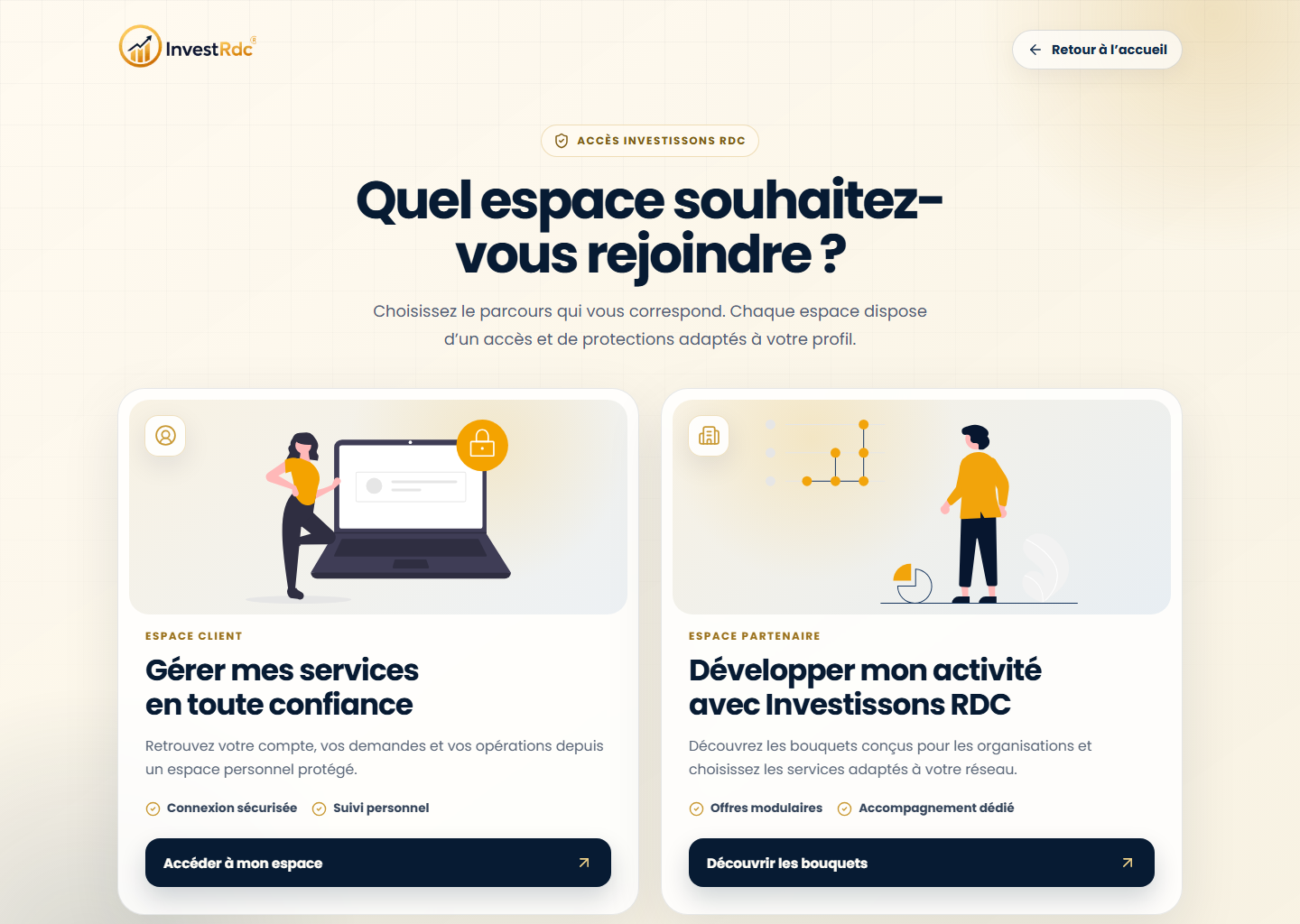 Choix de l’espace sur le portail Web