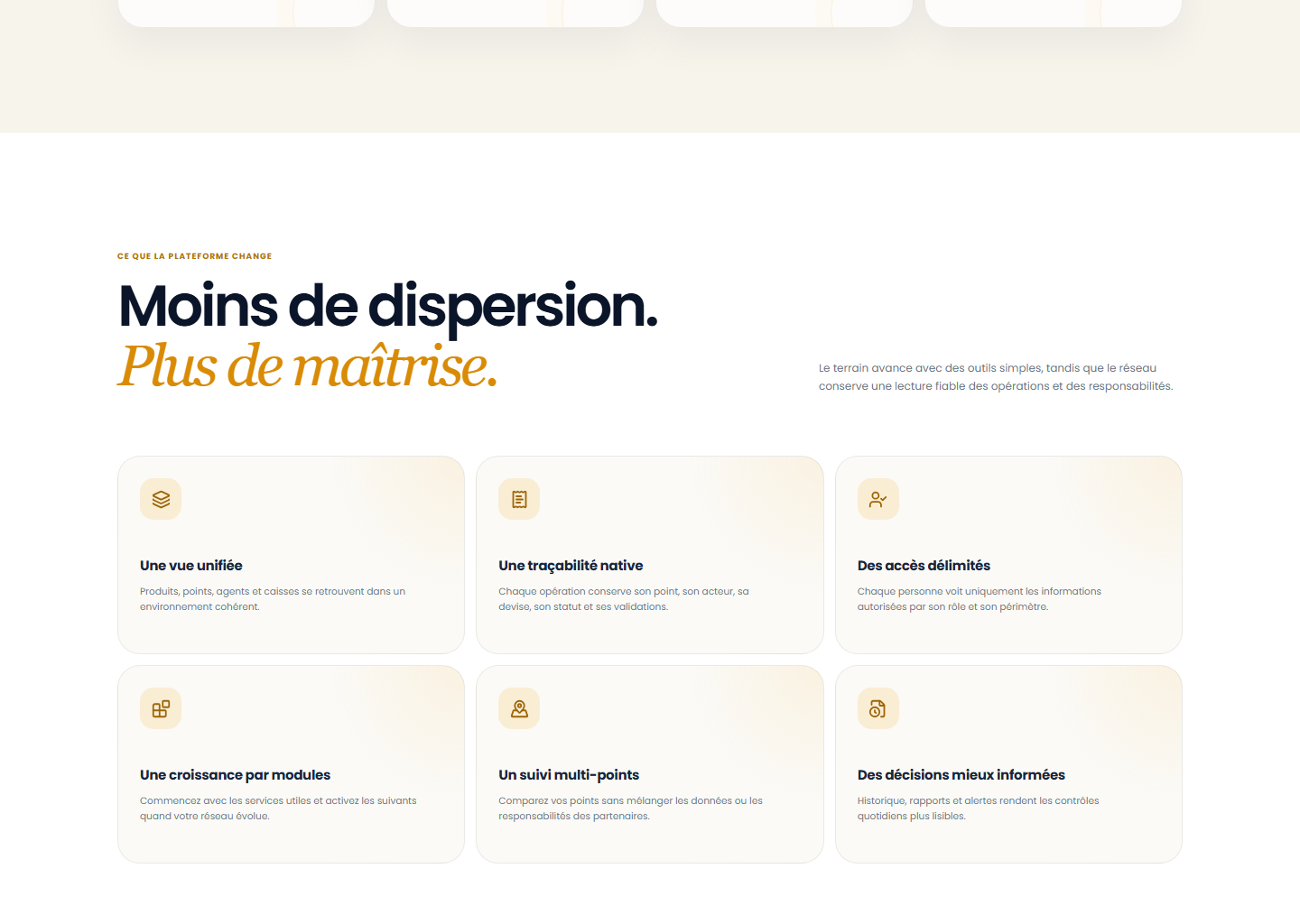 Avantages expliqués sur le portail Web
