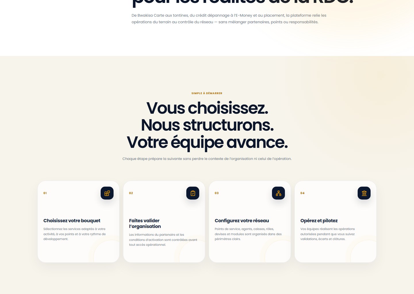 Parcours en quatre étapes sur le portail Web