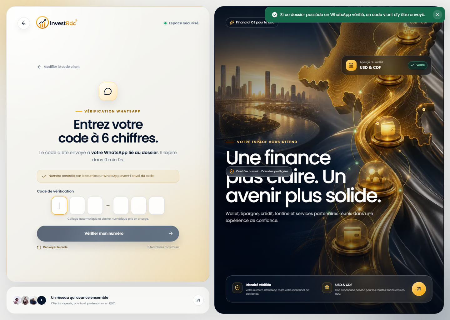 OTP après le code client sur le portail Web