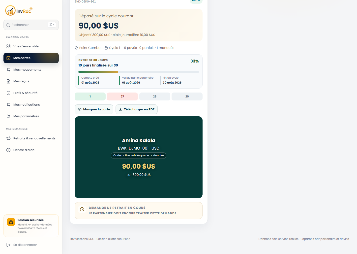 Aperçu de la Bwakisa Carte sur le portail Web