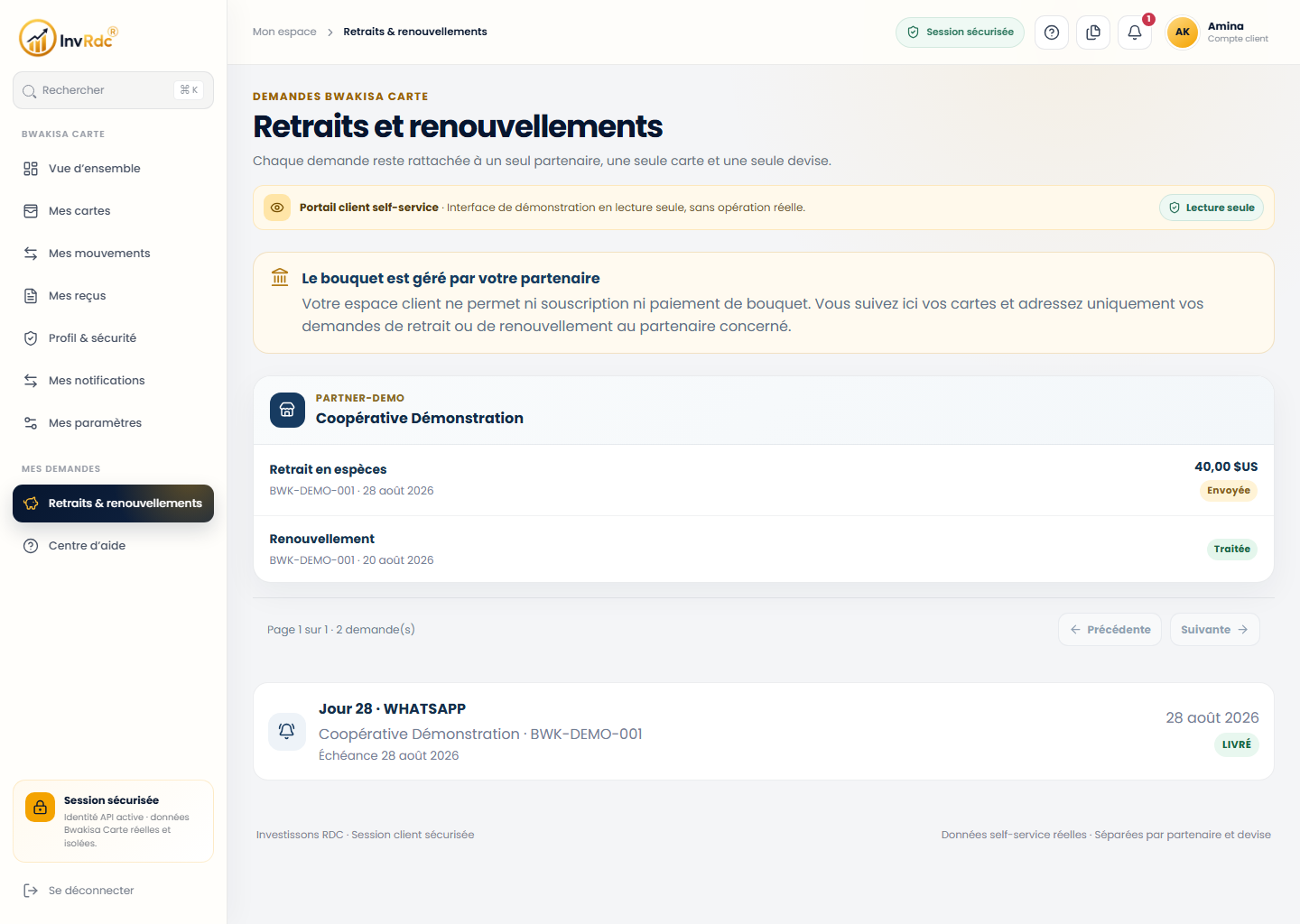 Suivre retraits et renouvellements sur le portail Web