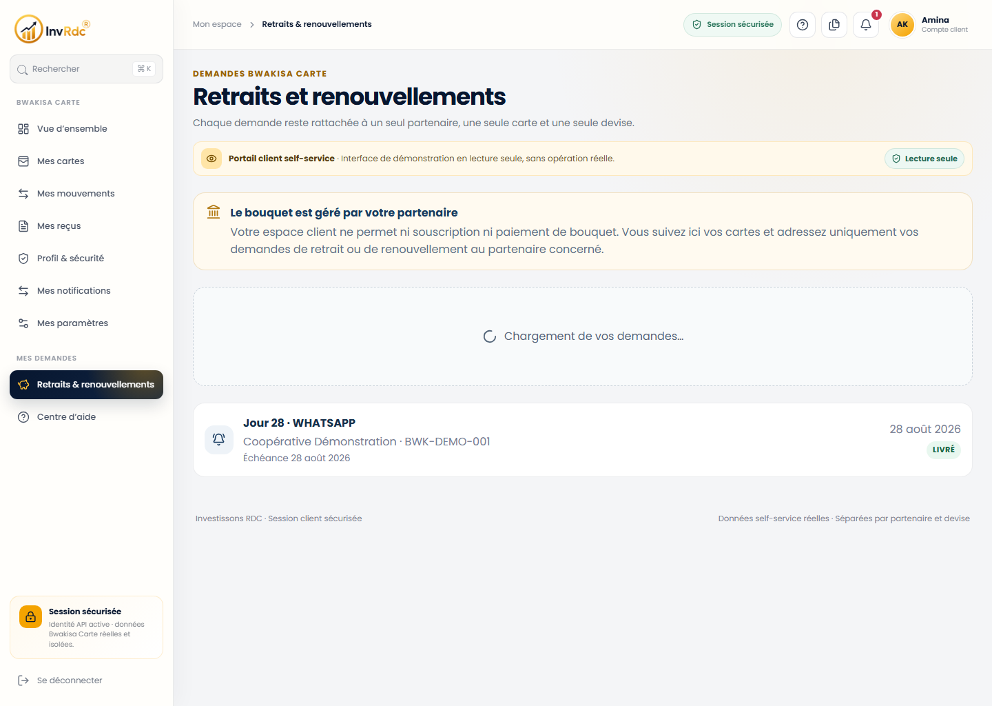 Suivi des retraits et renouvellements sur le portail Web