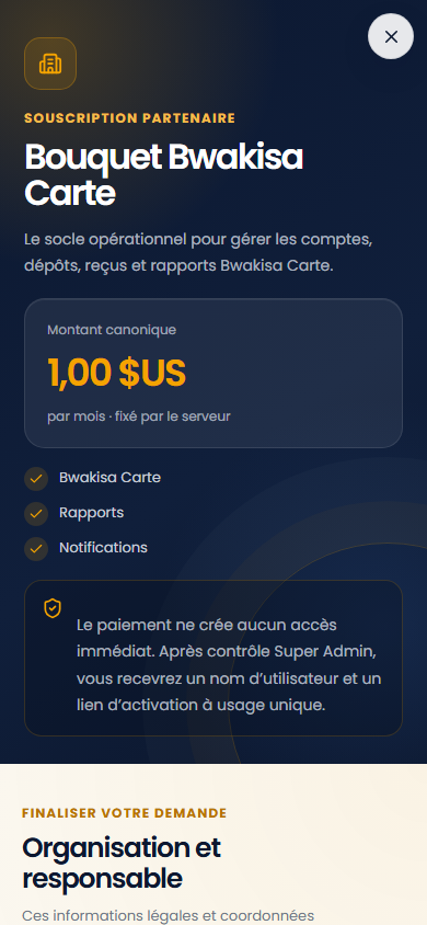 Souscription sur téléphone sur le portail Web