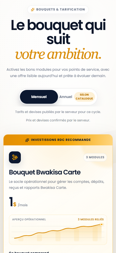 Bouquets sur téléphone sur le portail Web
