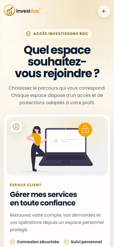 Choix de l’espace sur téléphone sur le portail Web