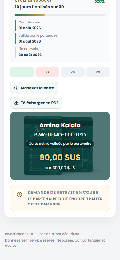 Bwakisa Carte sur téléphone sur le portail Web