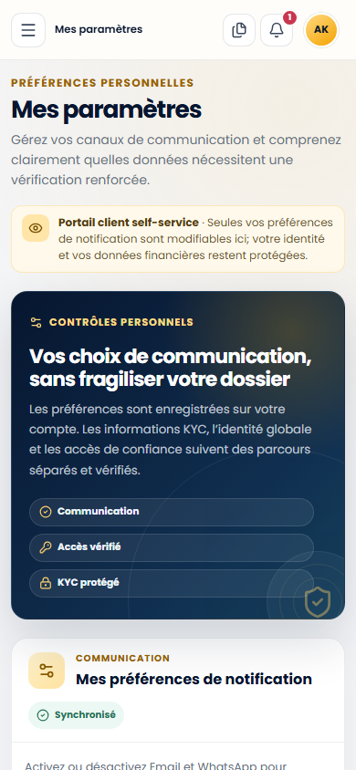 Paramètres client sur téléphone sur le portail Web