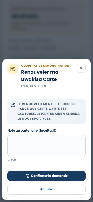 Renouvellement sur téléphone sur le portail Web