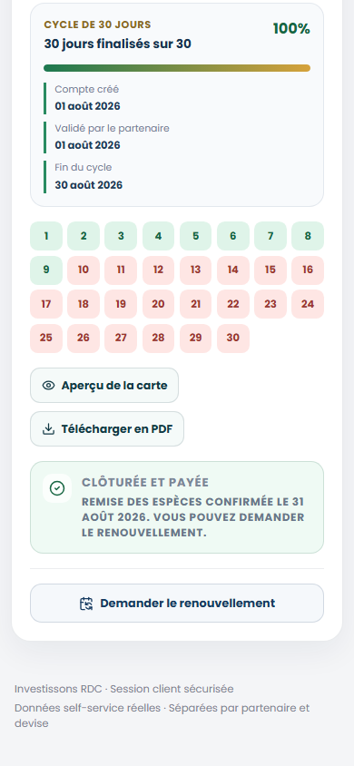 Retrait payé sur téléphone sur le portail Web