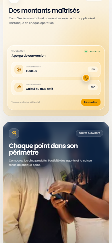 Garanties financières sur téléphone sur le portail Web