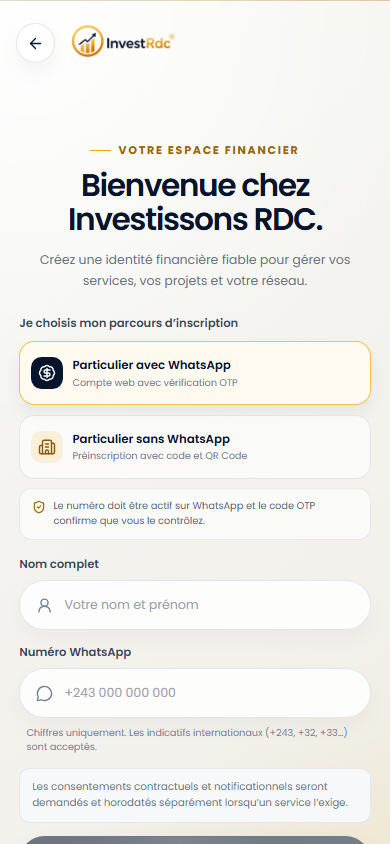Inscription sur téléphone sur le portail Web